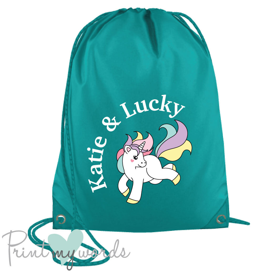 Personalised Unicorn Equestrian Drawstring Bag