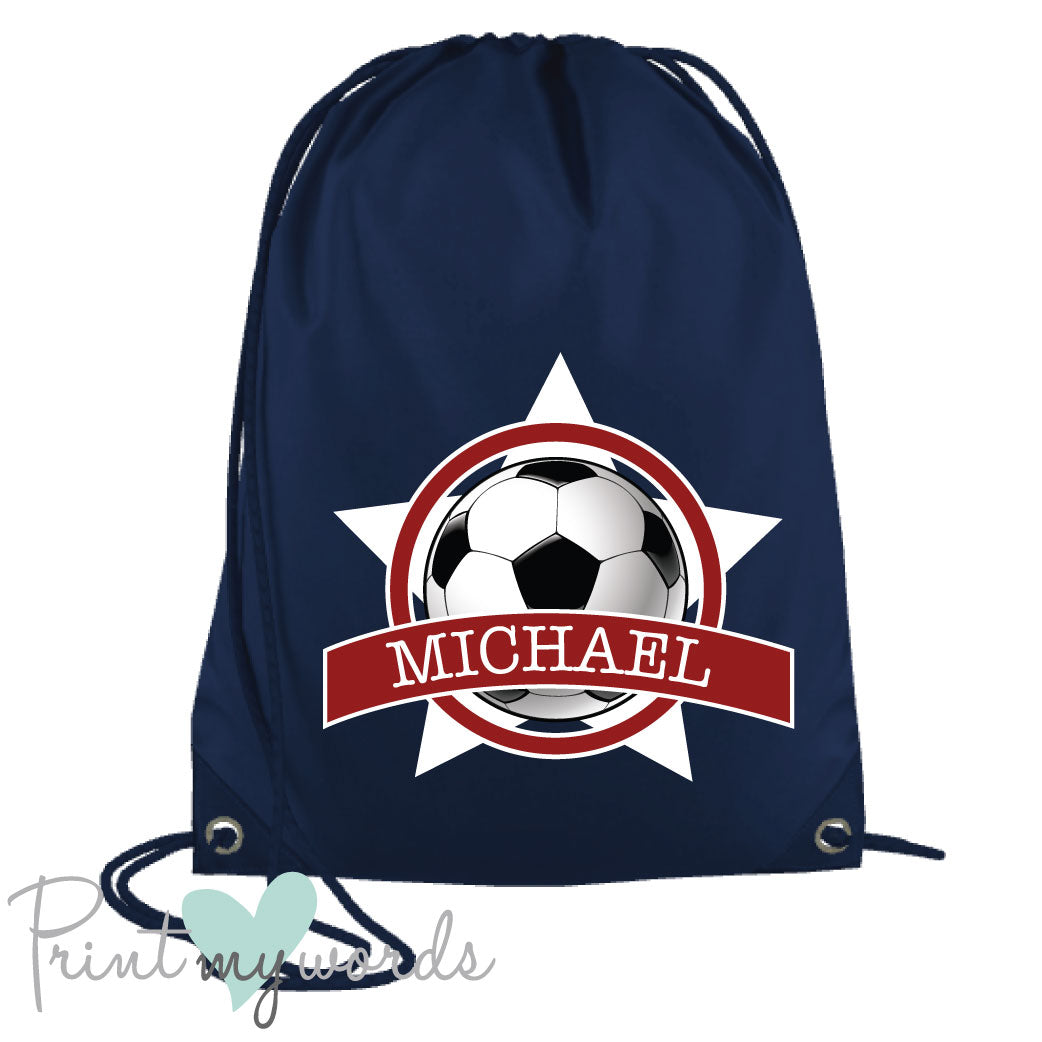 Children's Personalised Football P.E. Drawstring Bag