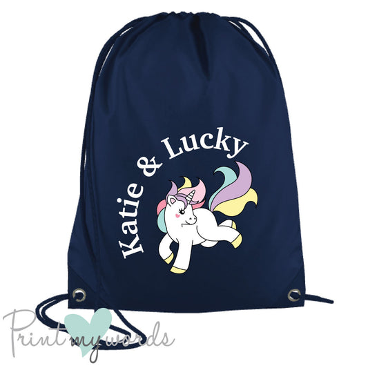 Personalised Unicorn Equestrian Drawstring Bag