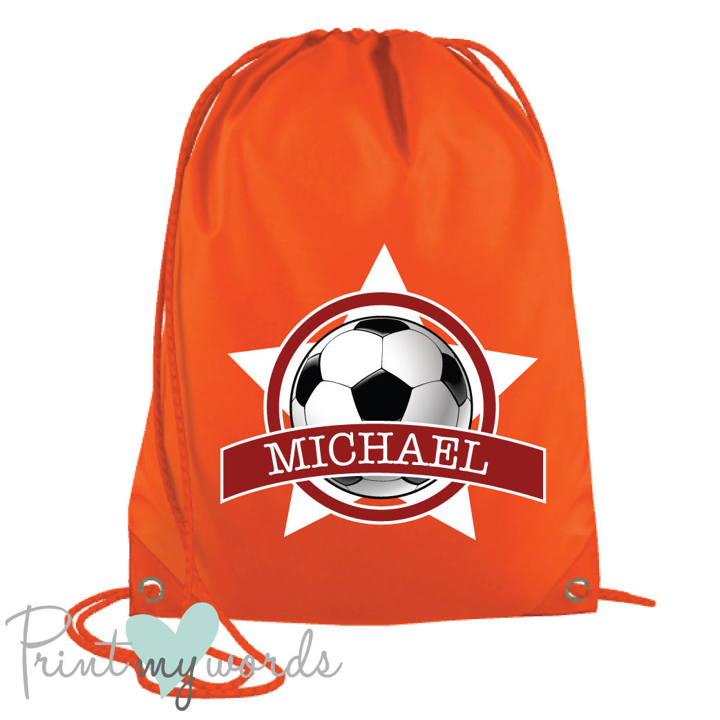 Children's Personalised Football P.E. Drawstring Bag
