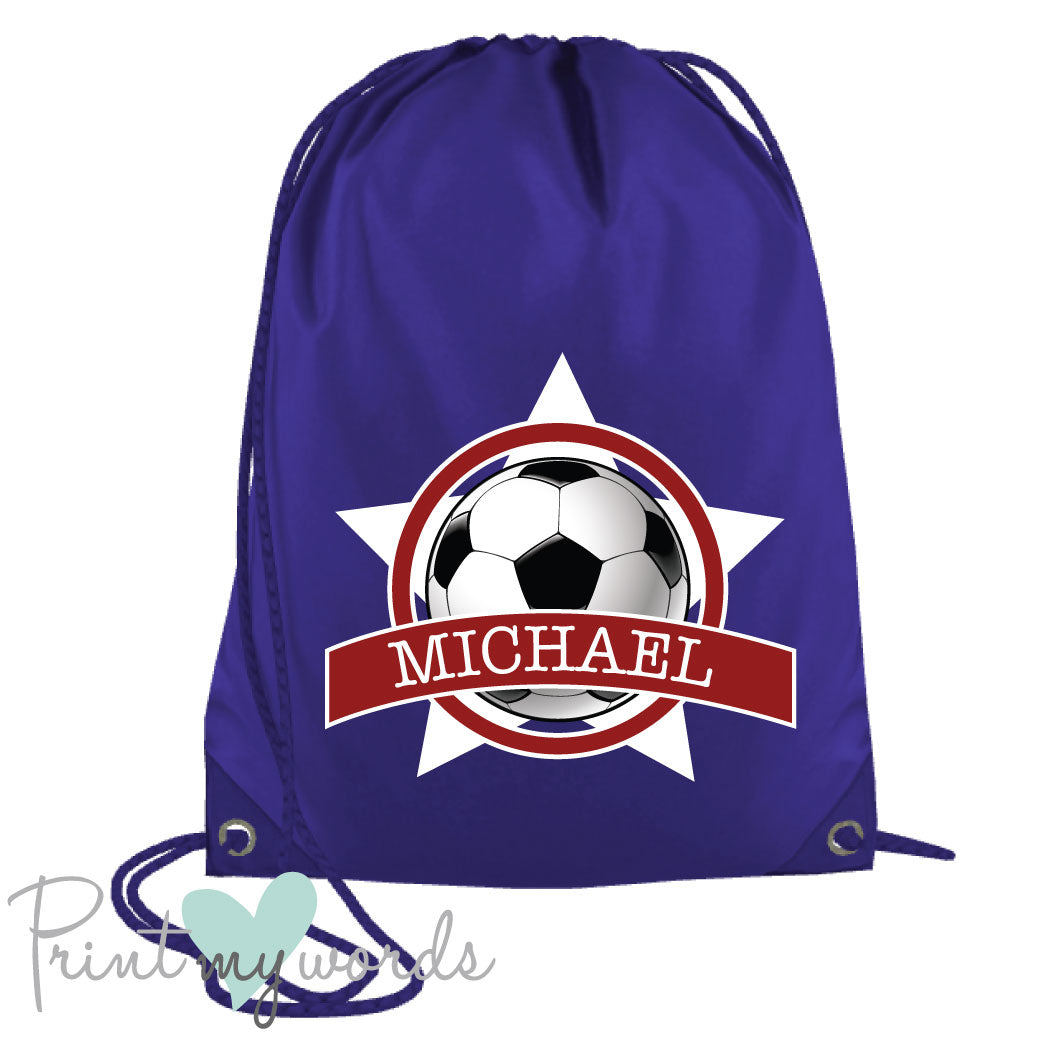 Children's Personalised Football P.E. Drawstring Bag