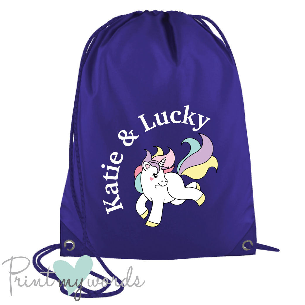 Personalised Unicorn Equestrian Drawstring Bag