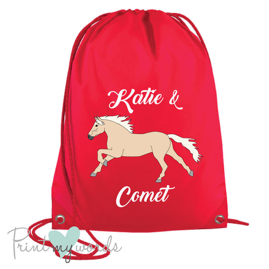 Personalised Equestrian Elegant Style Drawstring Bag