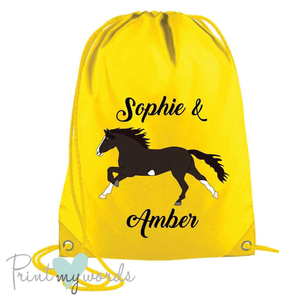 Personalised Equestrian Elegant Style Drawstring Bag