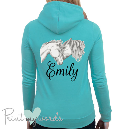 Personalised 2 Horse Heads Equestrian Hoodie