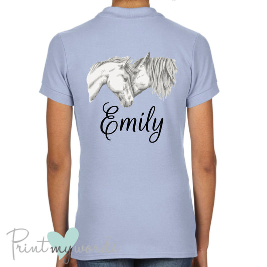 Personalised 2 Horse Heads Equestrian Polo Shirt