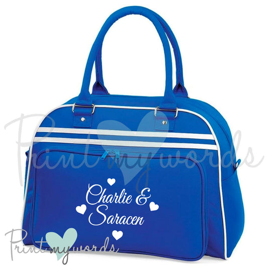 Personalised Equestrian Retro Bowling Bag - Hearts Design