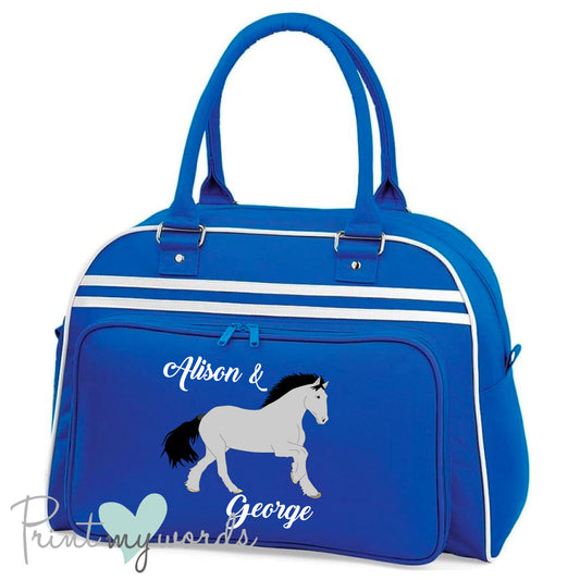 Personalised Equestrian Retro Bowling Bag - Heavy Horse Design
