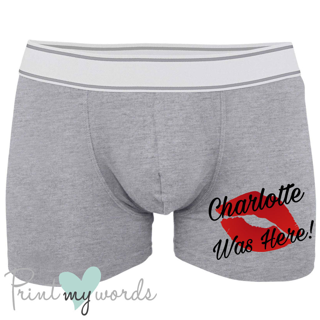 Men's Personalised Was Here Boxer Shorts
