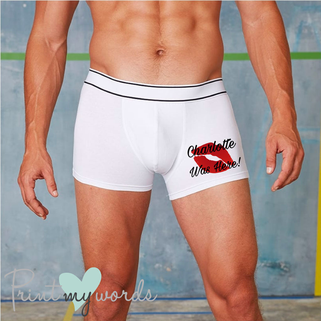 Men's Personalised Was Here Boxer Shorts