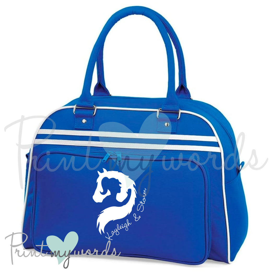 Personalised Equestrian Retro Bowling Bag - Hug Design