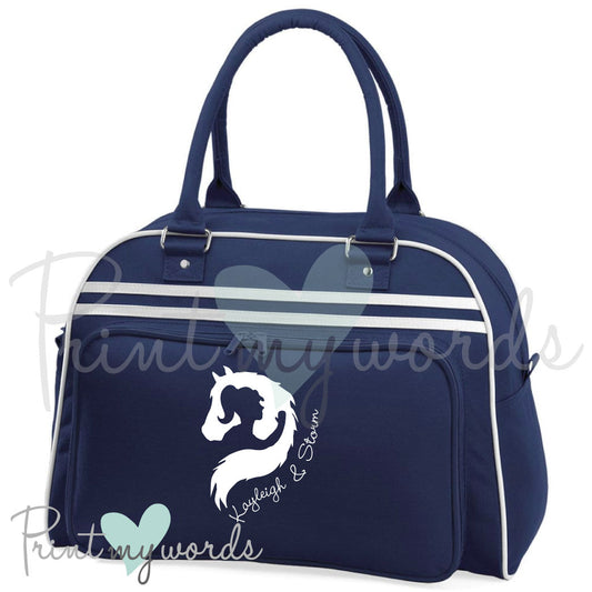 Personalised Equestrian Retro Bowling Bag - Hug Design