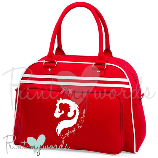 Personalised Equestrian Retro Bowling Bag - Hug Design