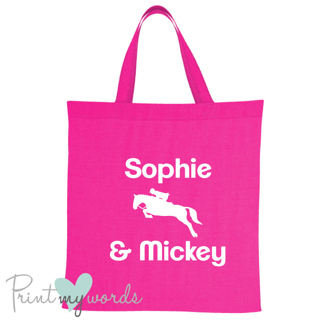 Personalised Jumping Equestrian Tote Bag