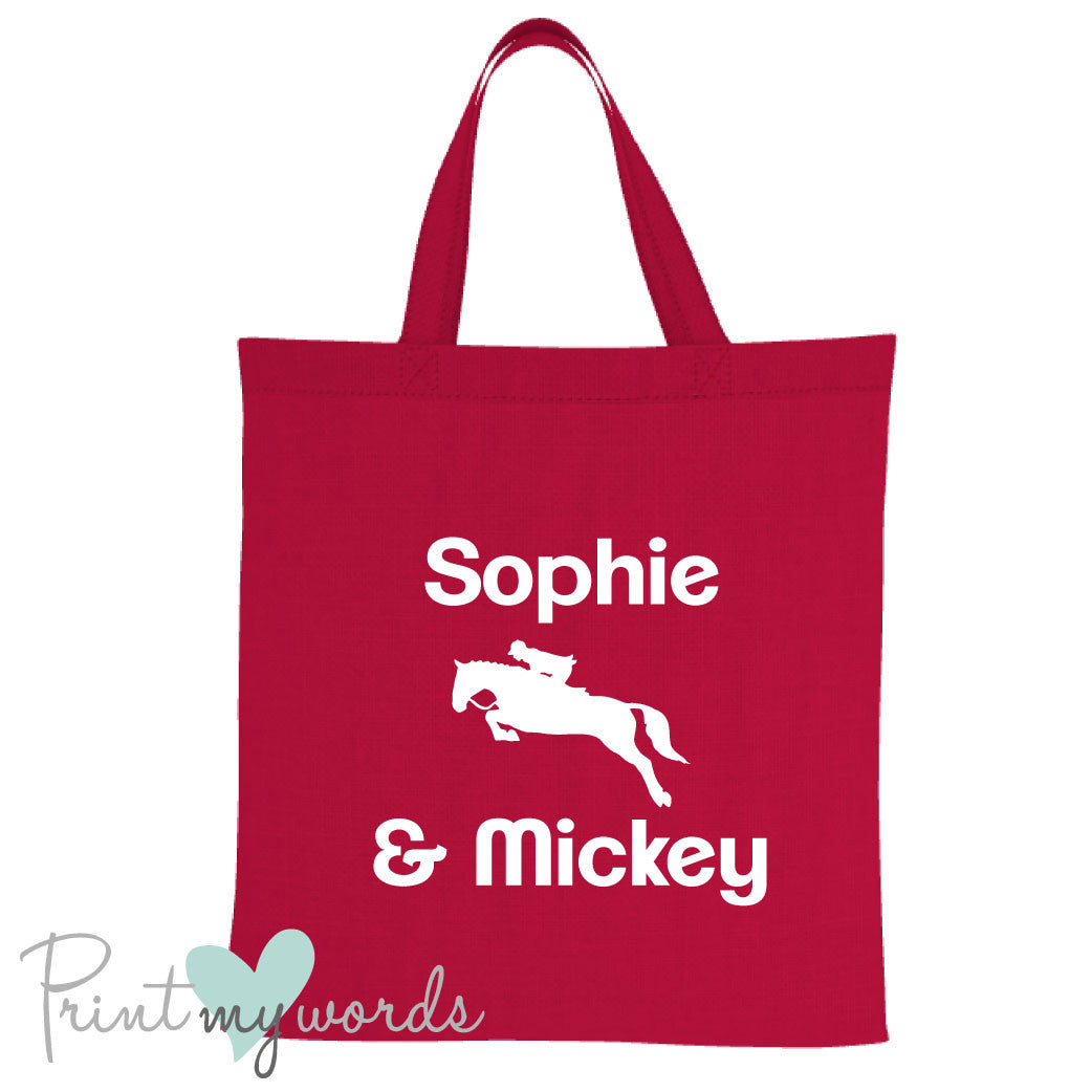 Personalised Jumping Equestrian Tote Bag