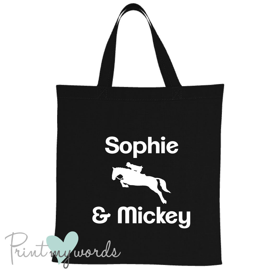 Personalised Jumping Equestrian Tote Bag