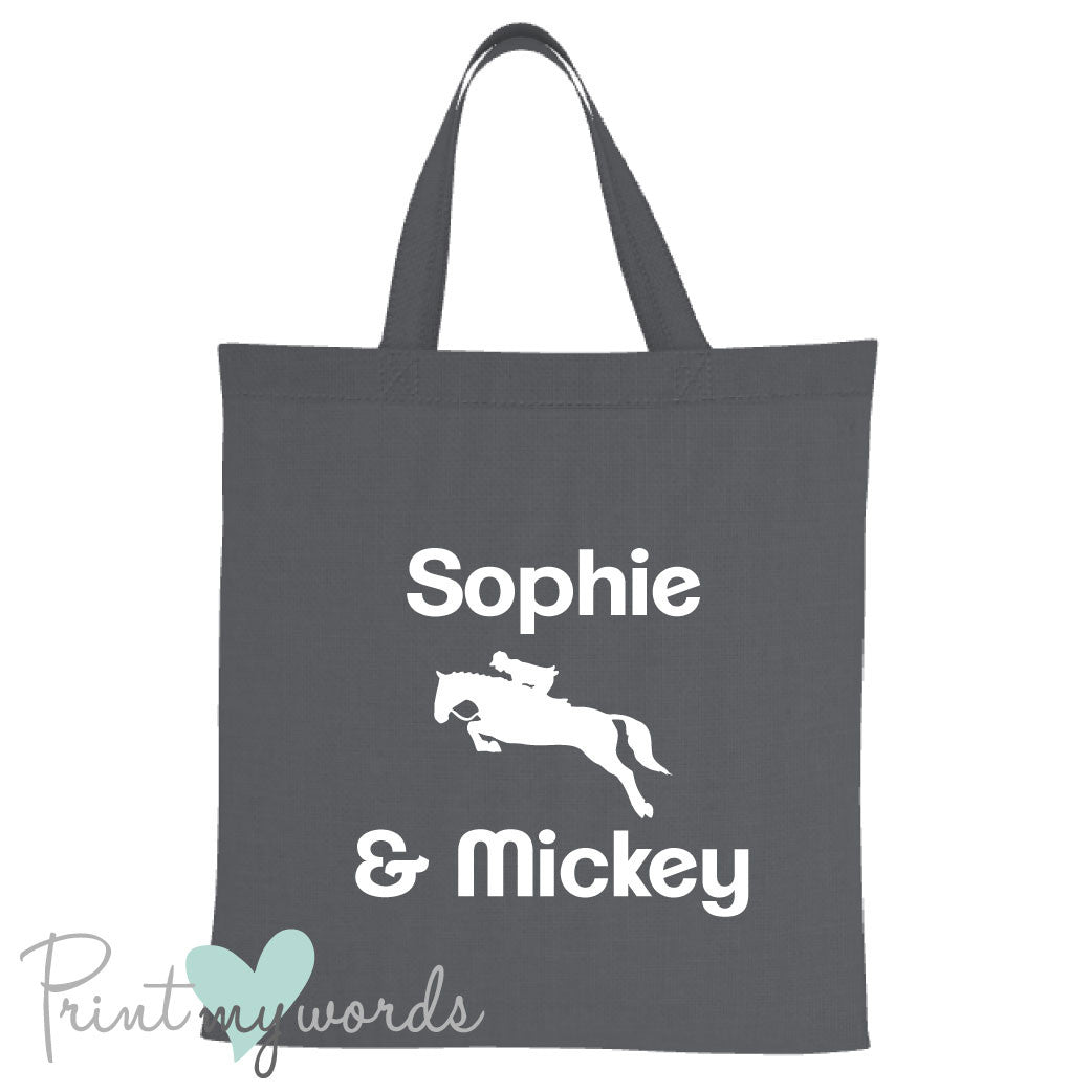 Personalised Jumping Equestrian Tote Bag
