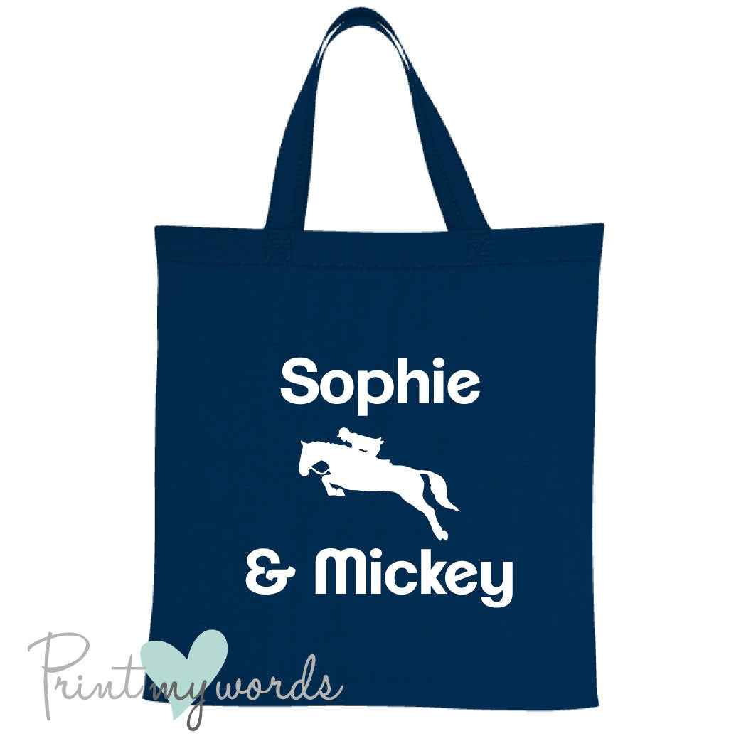 Personalised Jumping Equestrian Tote Bag