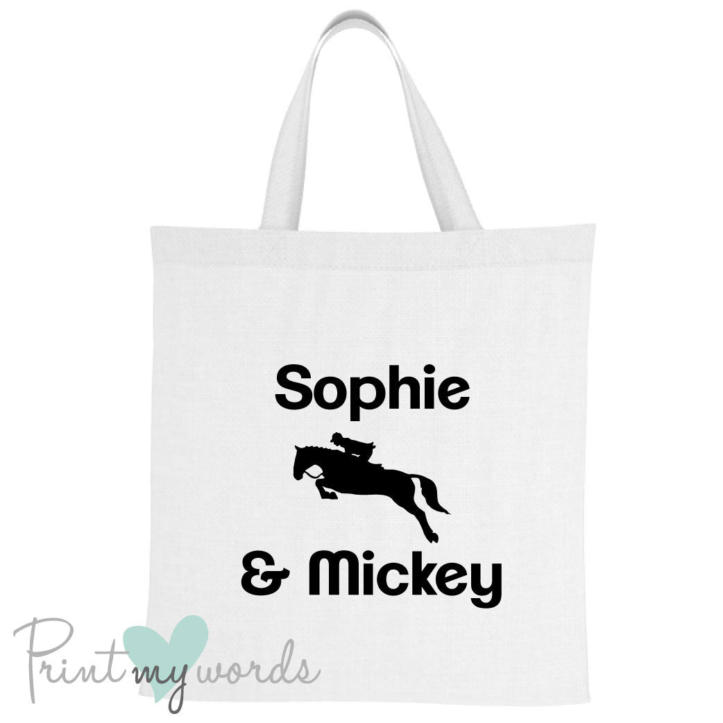 Personalised Jumping Equestrian Tote Bag