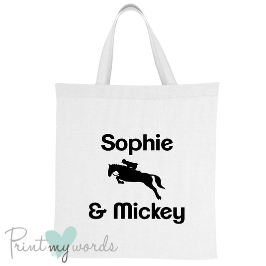 Personalised Jumping Equestrian Tote Bag