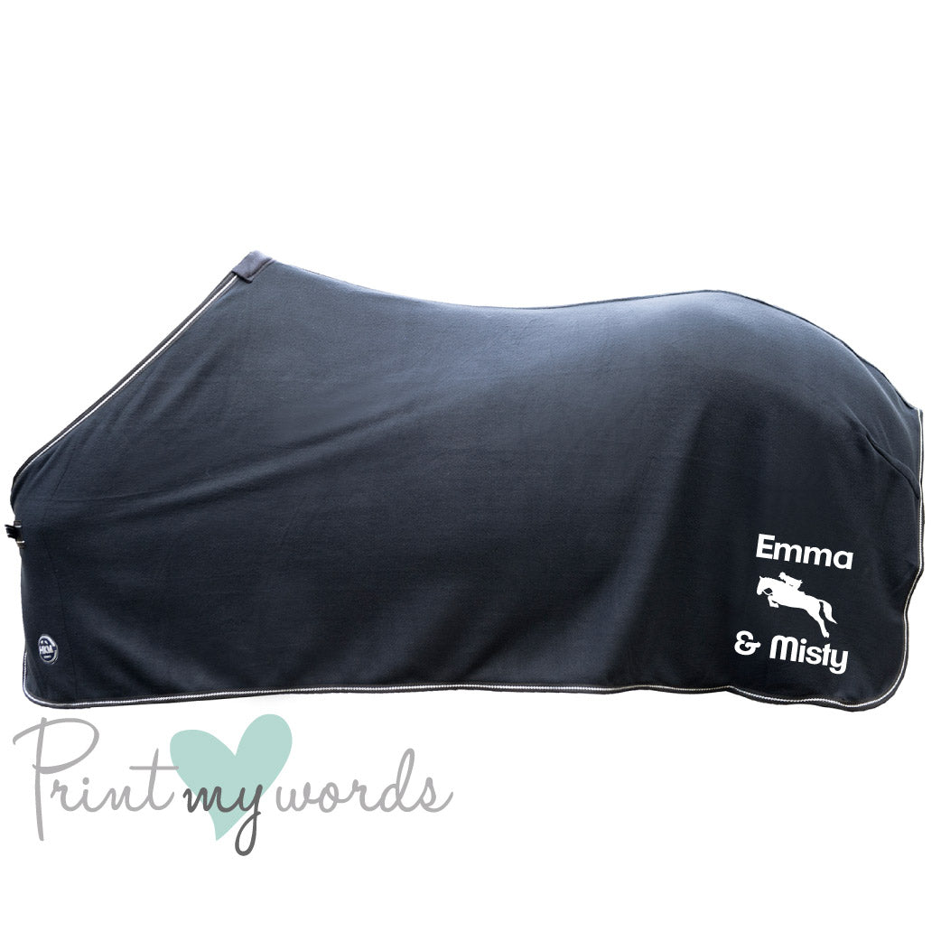 Personalised Equestrian Horse HKM Cooler Fleece Rug - Jumping Style