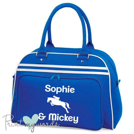 Personalised Equestrian Retro Bowling Bag - Jumping Design