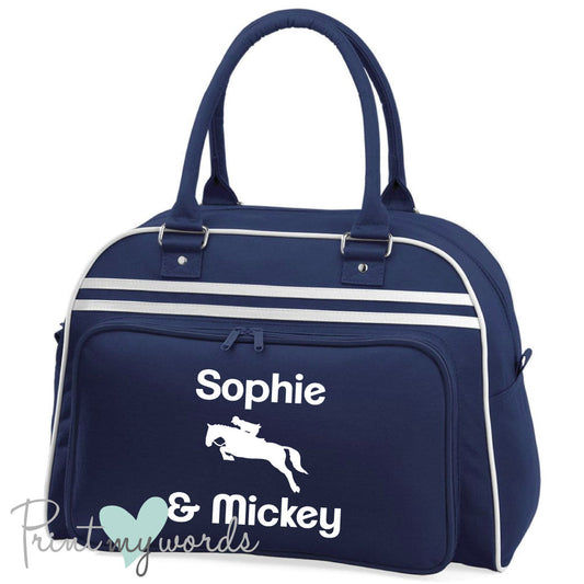 Personalised Equestrian Retro Bowling Bag - Jumping Design