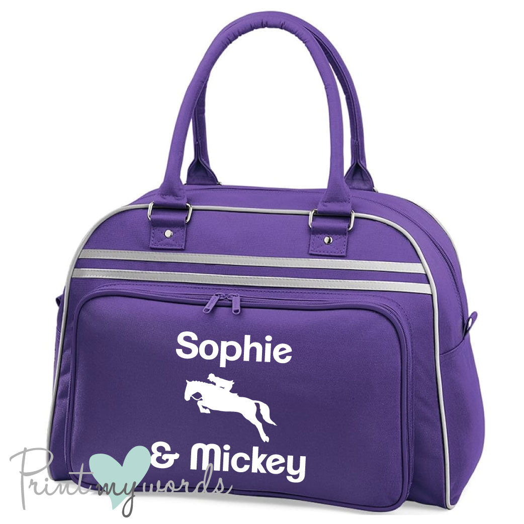 Personalised Equestrian Retro Bowling Bag - Jumping Design