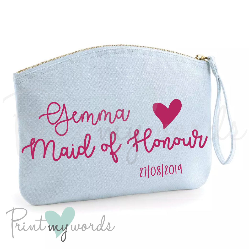 Personalised Hen Party Heart Make Up Bag - Maid Of Honour