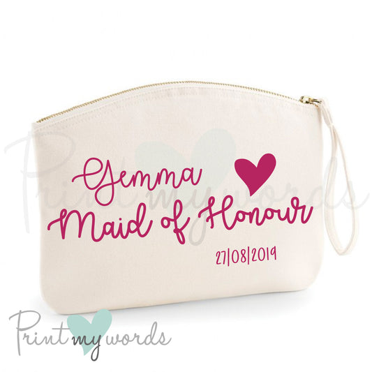 Personalised Hen Party Heart Make Up Bag - Maid Of Honour