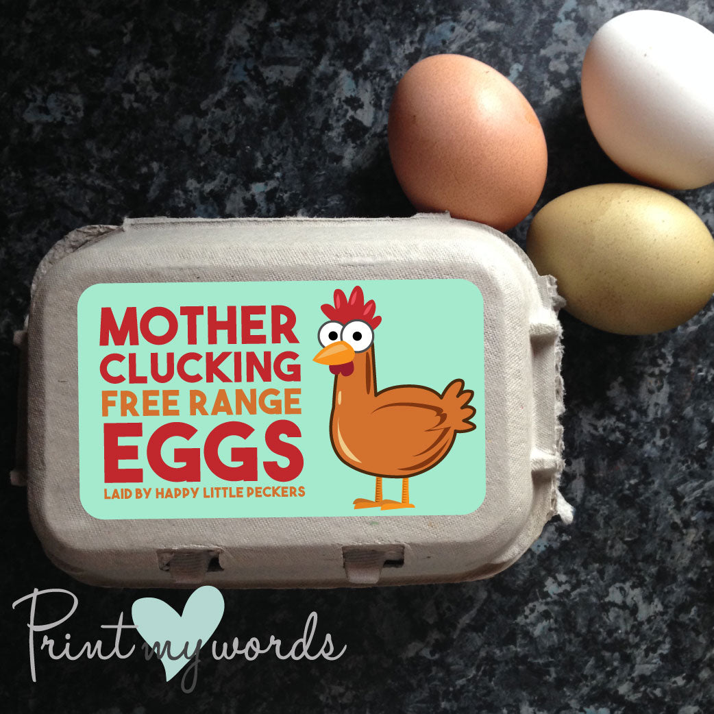 Funny Mother Clucking Egg Box Labels – Personalised Chicken Egg Carton Stickers