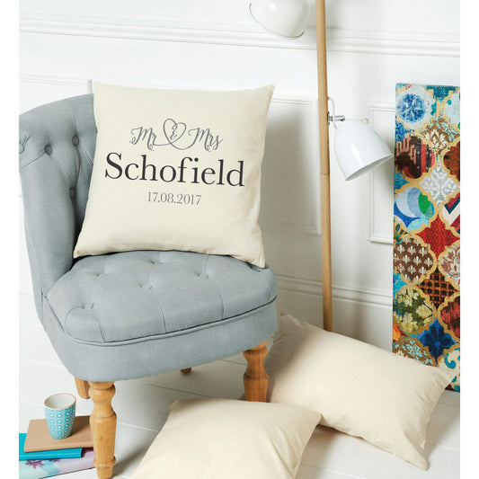 Mr & Mrs Personalised Wedding Anniversary Cushion Cover
