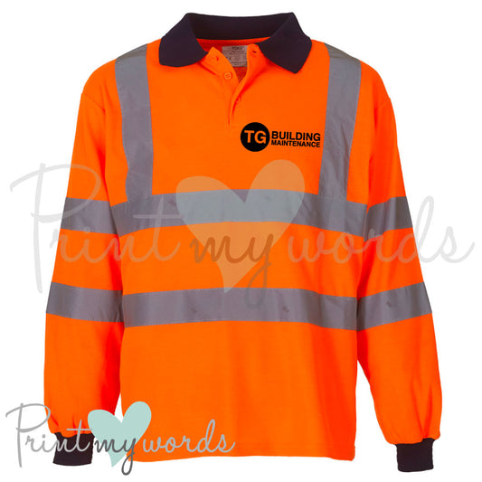 Personalised Hi Vis Workwear Long Sleeve Polo Shirt