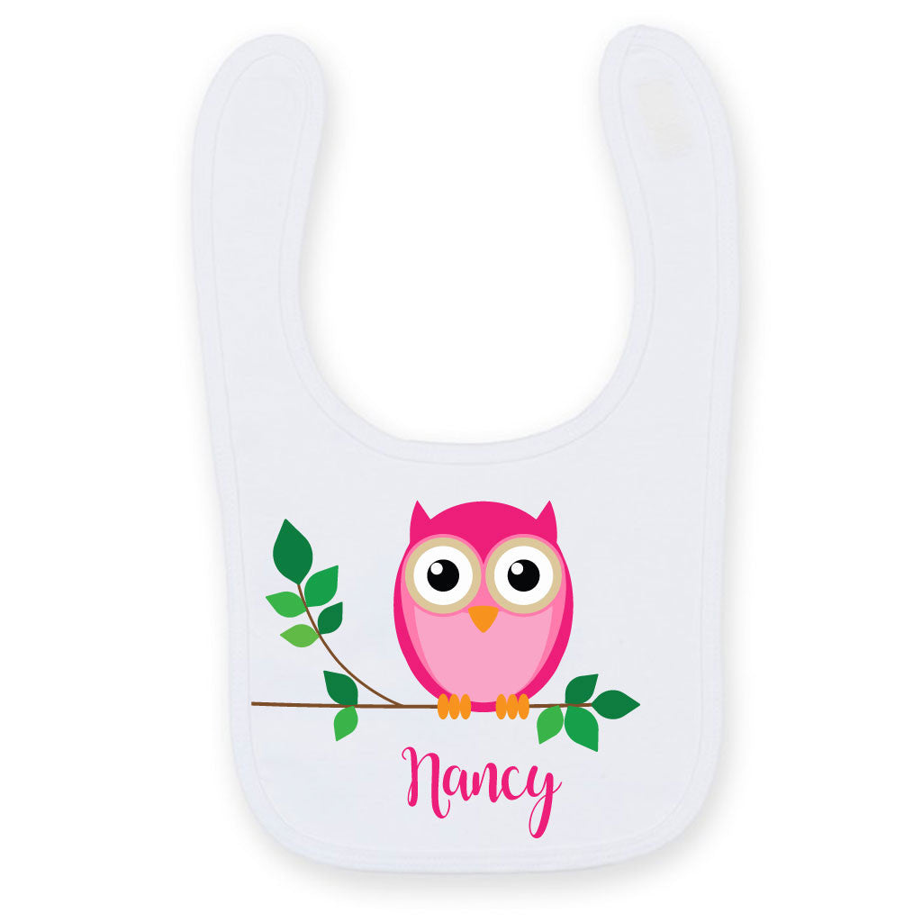 Personalised Pink Owl Bib