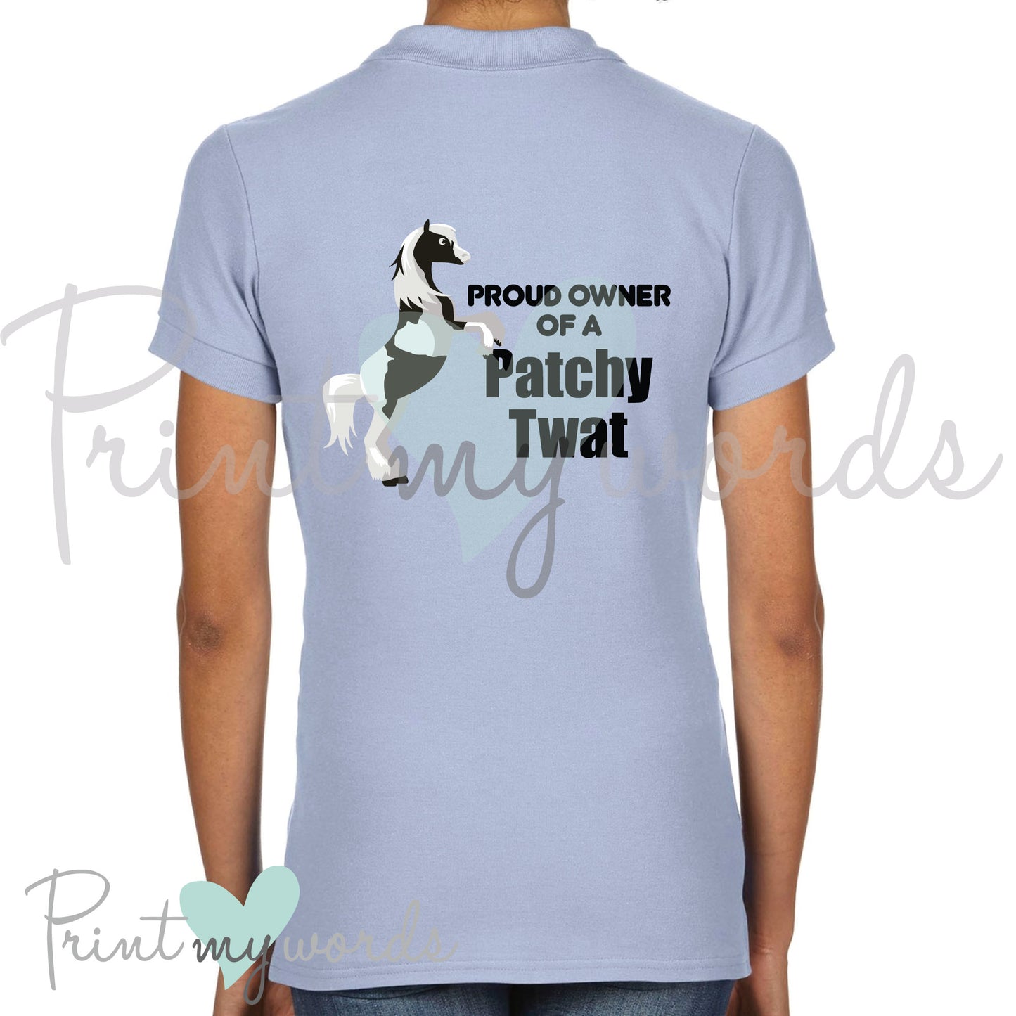 Proud Owner Of A Patchy Twat Funny Equestrian Polo Shirt