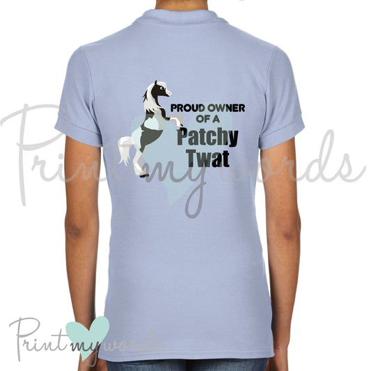 Proud Owner Of A Patchy Twat Funny Equestrian Polo Shirt