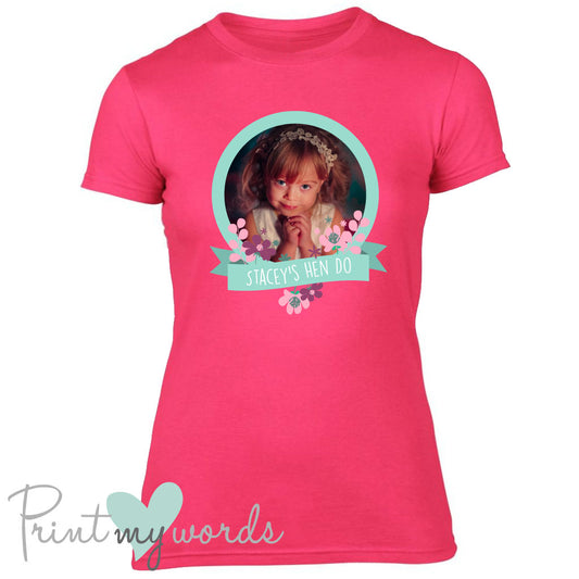 Personalised Floral Photo Hen Party T-Shirt