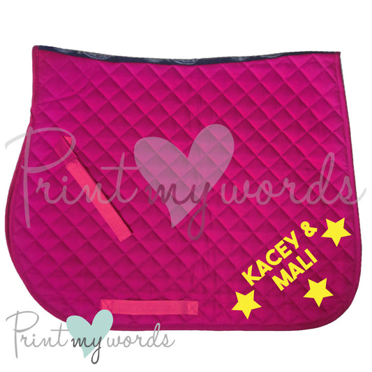 Personalised Equestrian Saddlecloth Saddle Pad - Bold Design