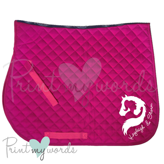 Personalised Equestrian Saddlecloth Saddle Pad - Hug Your Horse Design