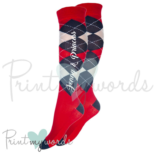 Personalised Equestrian Horse Riding Socks - Script Style