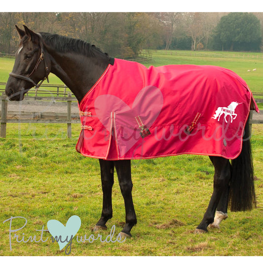 Personalised Lightweight Turnout Rug - Unicorn Design