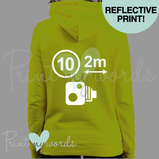 High Visibility REFLECTIVE Hi Vis Equestrian Neon Electric Hoodie - 10MPH, 2M, CAMERA hi-viz