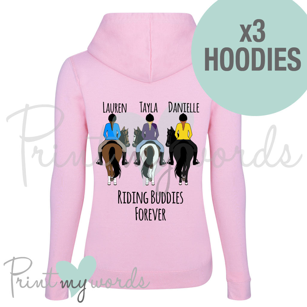 Personalised Pack of 3 Hoodies Riding Buddies Forever