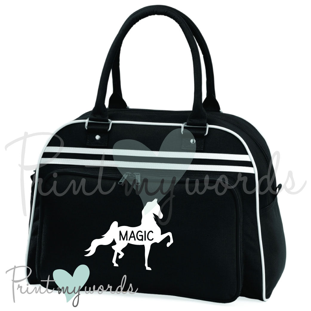 Personalised Equestrian Retro Bowling Bag - Saddlebred Design