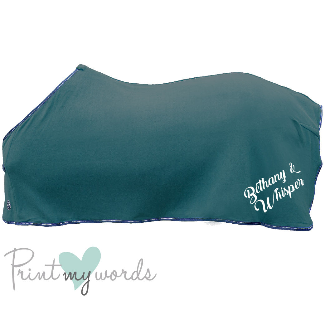 Personalised Equestrian Horse HKM Cooler Fleece Rug - Script Style