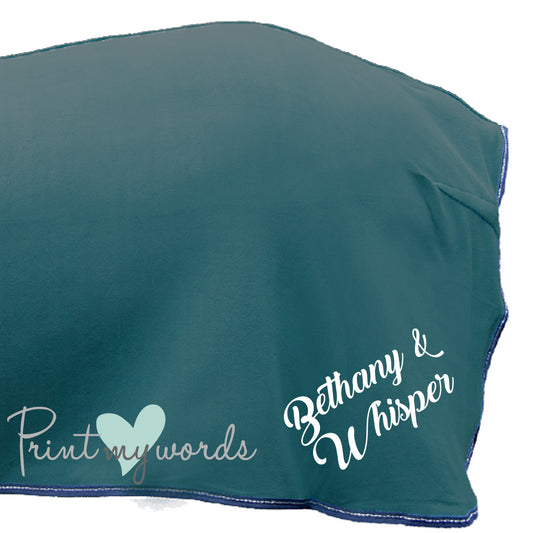 Personalised Equestrian Horse HKM Cooler Fleece Rug - Script Style