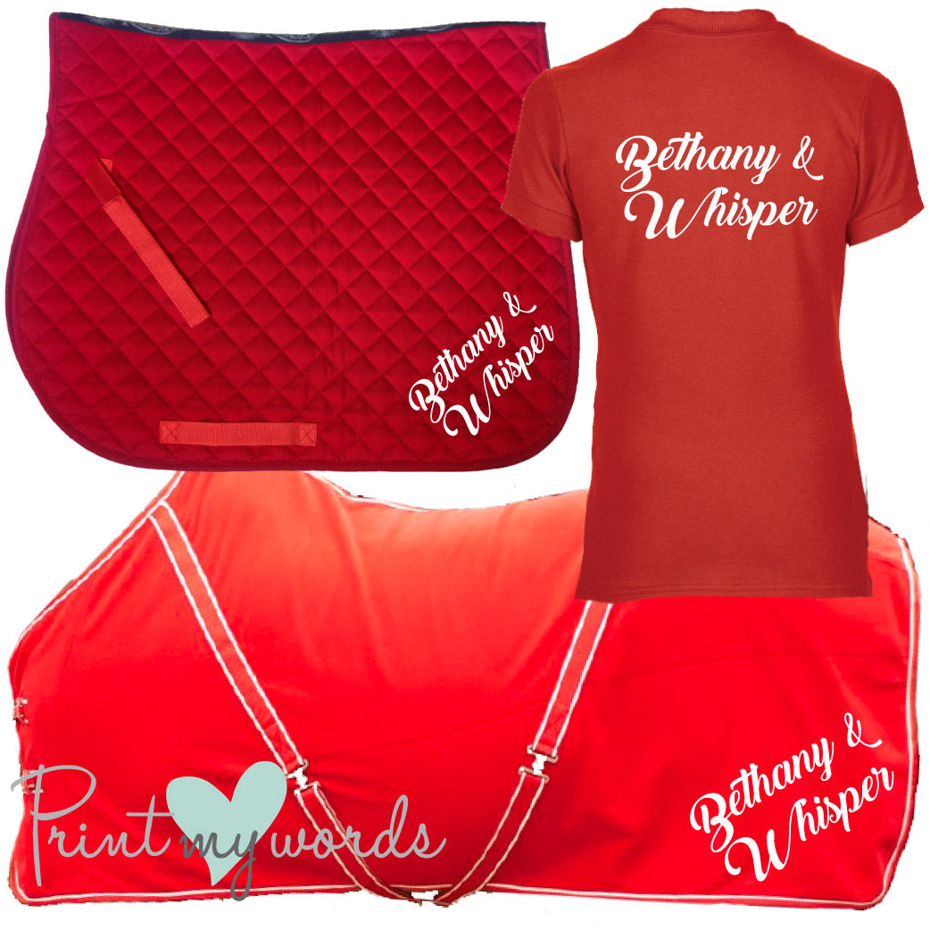 'Kitty' Ladies Personalised Matching Equestrian Set - Script Design
