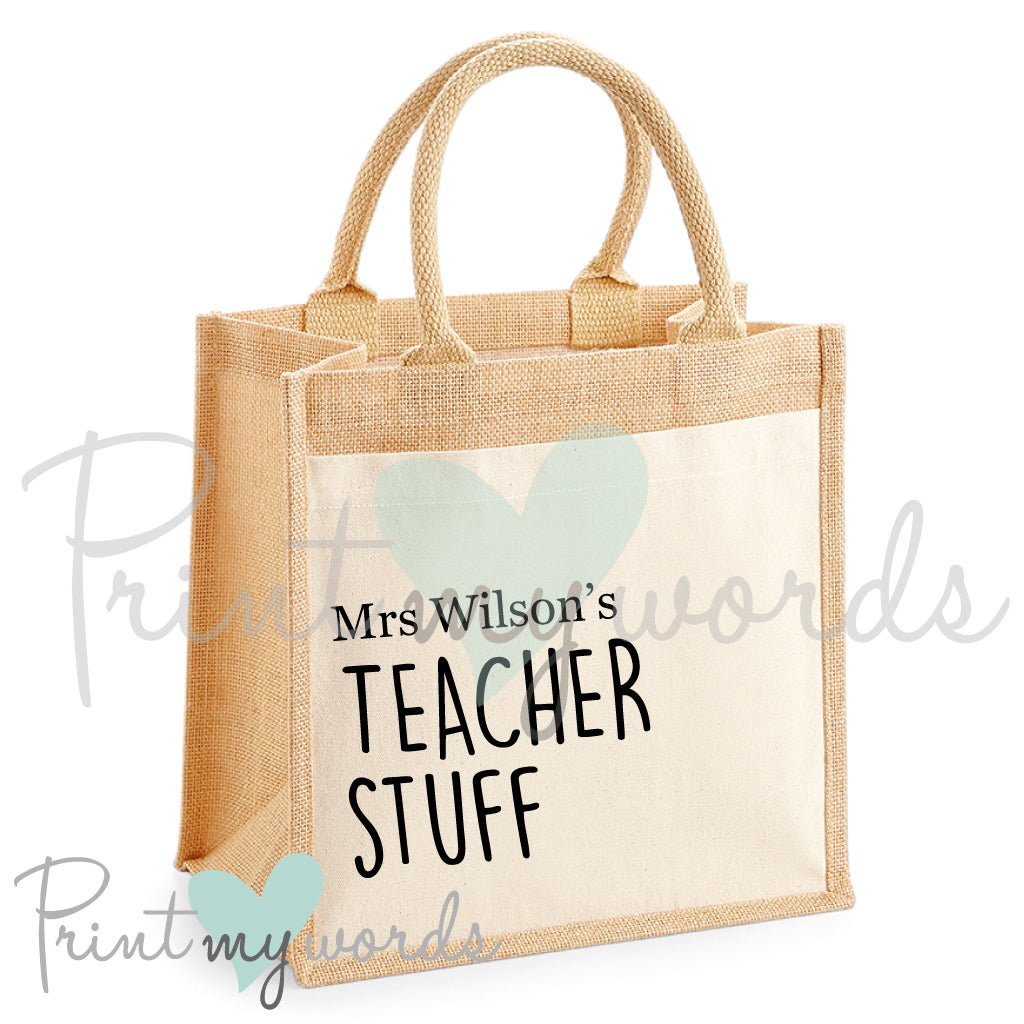 Personalised Teacher Stuff Tote Bag