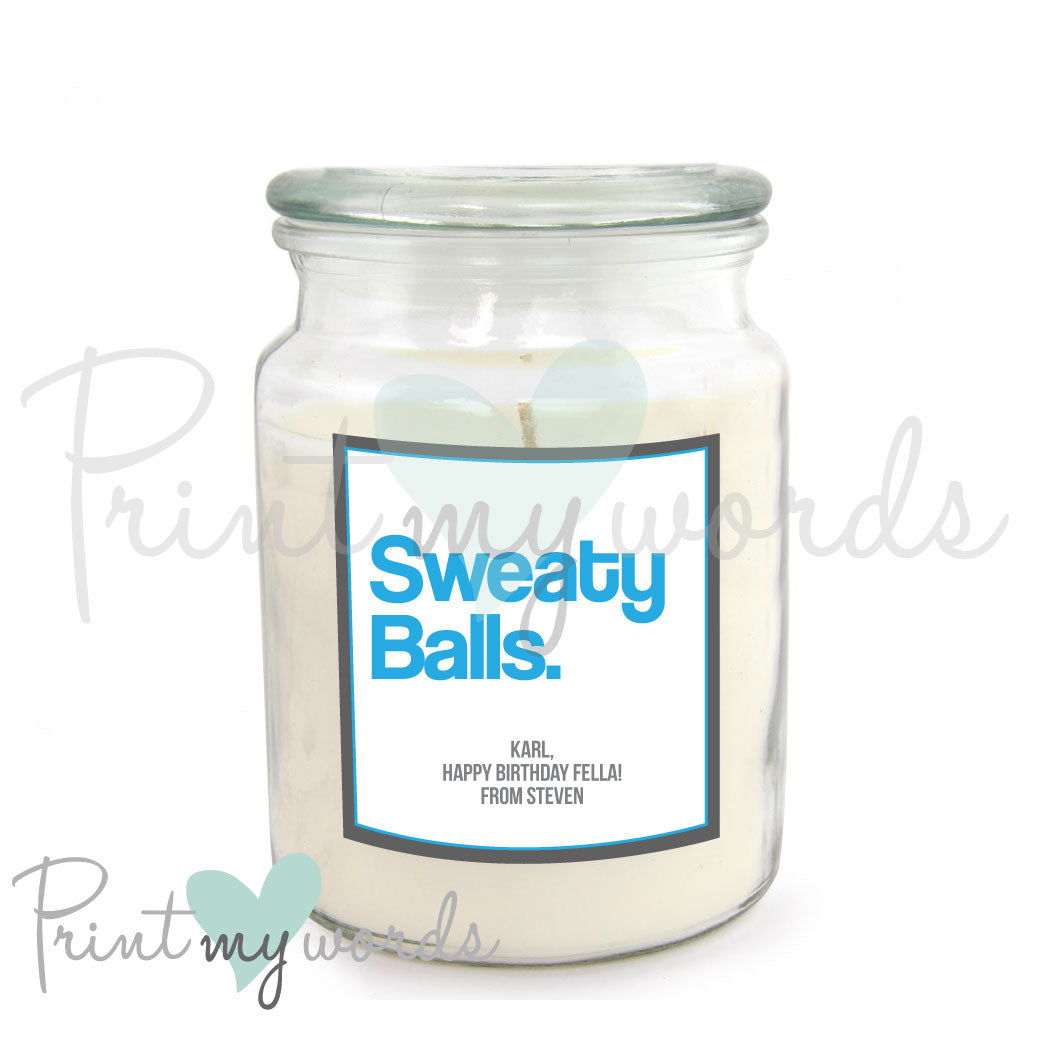 Personalised Cheeky Scented Candle - Sweaty Balls