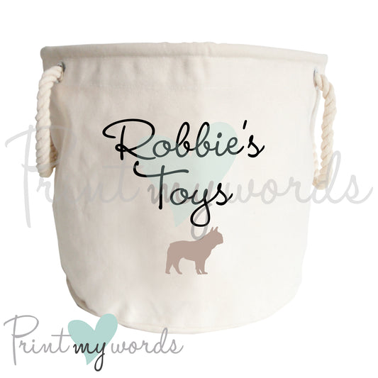 Personalised Pet Toy Storage Trug French Bulldog